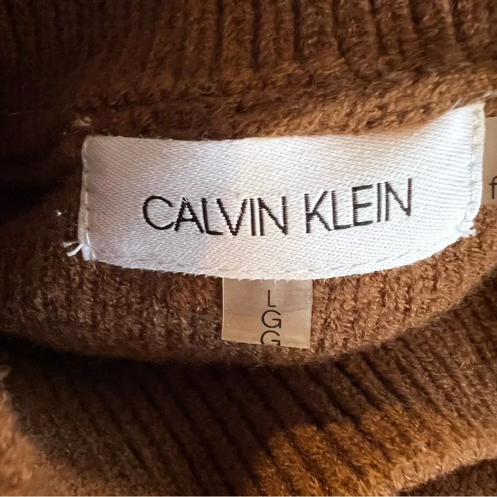 Calvin Klein Tech Knit Mock Neck Sweater in brown